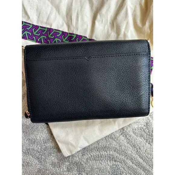 TORY BURCH LADIES BLACK LEATHER HARPER FLAPCLUTCH/CROSSBODY‎ BAG - NEVER USED